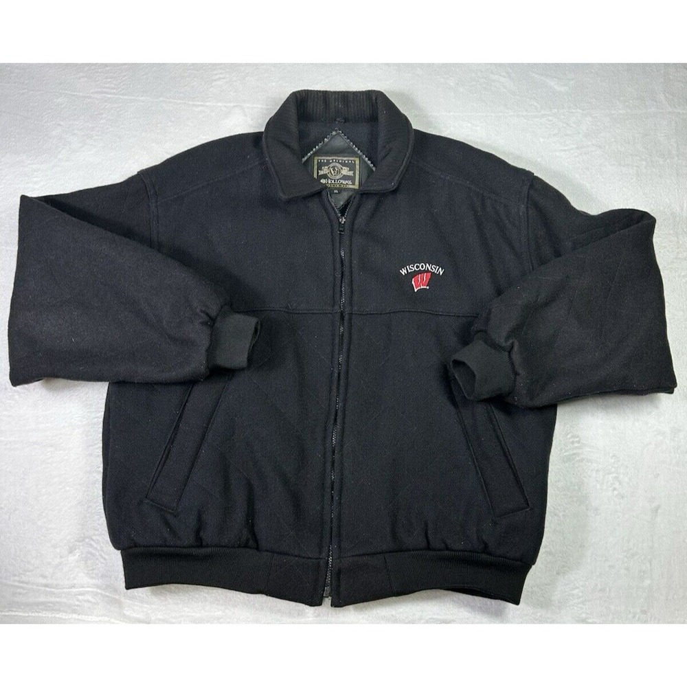 Vintage 90s Wisconsin Badgers Holloway Wool Varsity Bomber Jacket Mens XL USA‎